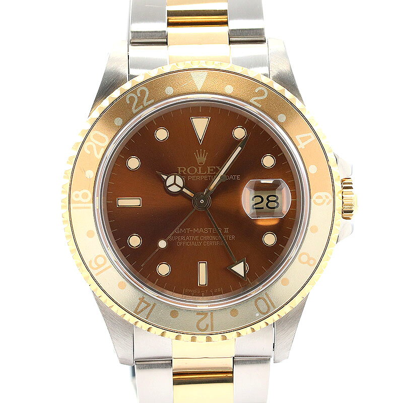 【BLACK★FRIDAY クーポン配布中♪】【OH済】 ロレックス 【ROLEX】 GMTマスター 2 16713 メンズ ブラウン ステンレススティール/K18イエローゴールド 腕時計 時計 GMT-MASTER II BROWN SS/K18YG コンビ GMT2【中古】【中古】