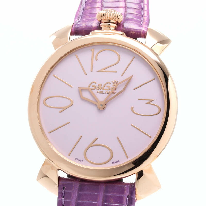 ガガミラノ 【GAGA MILANO】 マヌアーレ シン46mm 5091.02S レディース パープル ステンレススティール 腕時計 時計 MANUALE THIN 46MM PURPLE SS 【OUTLET】【新品】