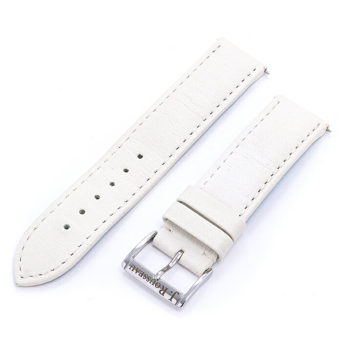 ジャンルソー【JEAN ROUSSEAU】レザー カーフ LEATHER 替えバンド 時計バンド 時計ストラップ 幅(取付部側)20mm(尾錠側)20mm ホワイト WHITE 【アウトレット】【新品】