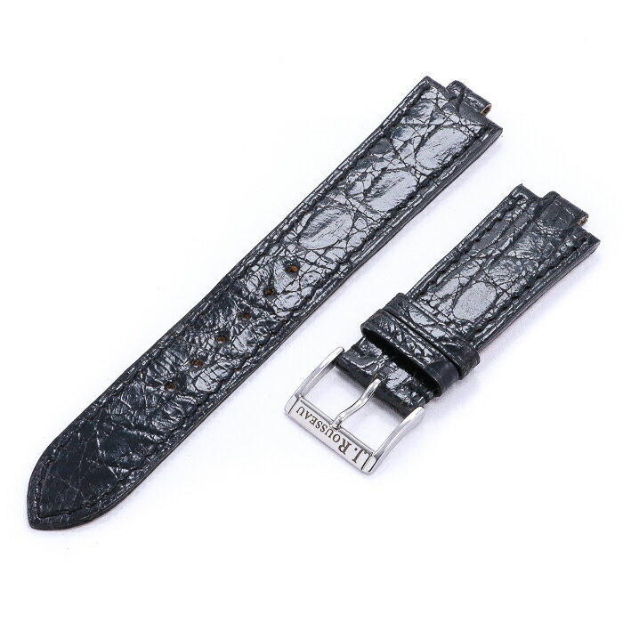 ジャンルソーレザー カイマン CAIMAN アリゲーター ALLIGATOR 替えバンド 時計バンド 時計ストラップ 幅（取付部側）20mm（尾錠側）18mm 取り付け幅 9mm ブラック BLACK 特殊形状