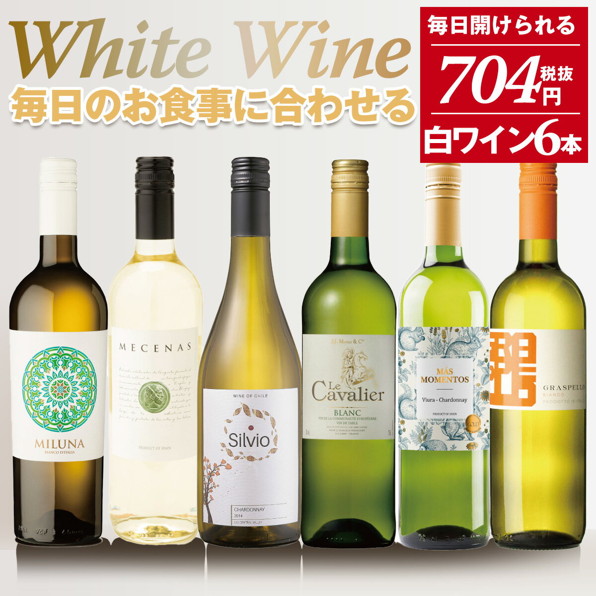 【新セット】毎日のお食事に合わせる 白ワインセット辛口6本！毎日気軽に開けられて楽しめるセットを目指し厳選。魚介、酒蒸し お刺身 アヒージョ カルパッチョ バーニャカウダ、オリーブオイル、パスタ、中華にも！：wh-p49-u6