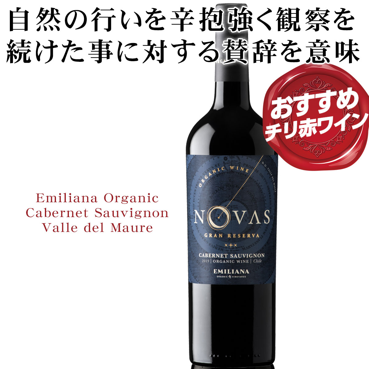 チリ 高評価 赤ワイン【ノヴァス オーガニック・カベルネソーヴィニヨン ヴァレ・デル・マウレ】ブラッ..