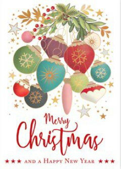 【クリスマスカード】QUIRE（クワイヤー） Mac Classic グリーティングカード 輸入 海外 オランダ 定形サイズ 封筒付き 二つ折り 箔押し エンボス加工 高級感 カラー封筒 オーナメントボールリース(3)