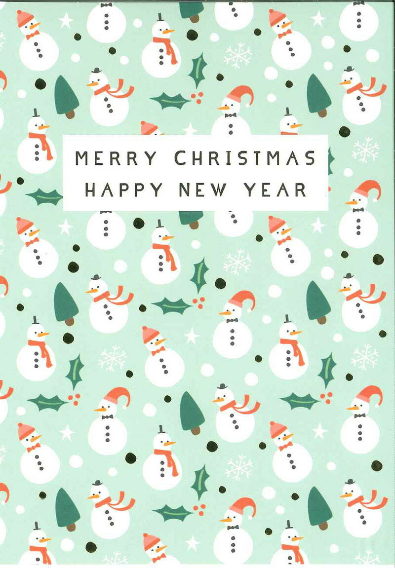 【クリスマスカード】QUIRE（クワイヤー） PRETTY in PRINT グリーティングカード 輸入 海外 オランダ 定形サイズ 封筒付き 二つ折り 箔押し ゴールド 模様 パターン柄 水色 ミントグリーン スノーマン(3)