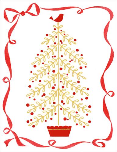 カスパリ 輸入クリスマスカード おしゃれ 北欧 好きにも アメリカ 素敵 可愛い 高品質 シーズングリーティング ゴールデンクリスマスツリー