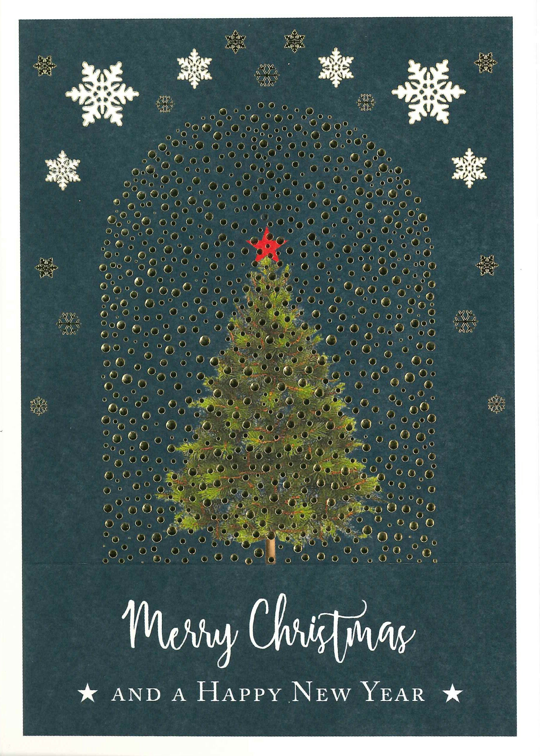 【クリスマスカード】QUIRE（クワイヤー） Mac Classic グリーティングカード 輸入 海外 オランダ 定形サイズ 封筒付き 二つ折り 箔押し エンボス加工 高級感 カラー封筒 花 植物 ツリー Merry Christmas and a Happy New Year(3)