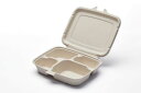 バガス フードパック 花見弁当容器 約258X225X55mm 200入り 業務用 レンジOK イベント ランチボックス使い捨て カフェ丼 再生紙 紙容器 紙ト...