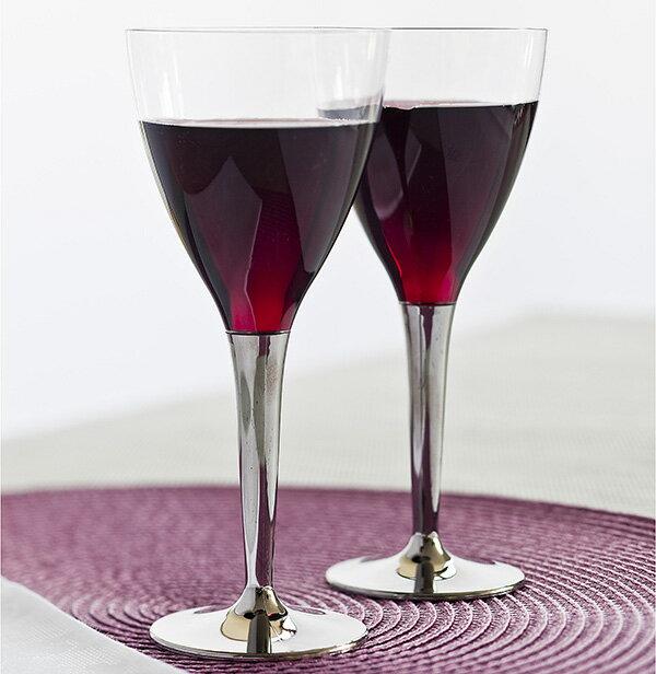 Mozaik Classic ワイングラス シルバーステム　8個入り ワイングラス プラスチックグラス パーティー食器 パーティー イベント グラス 使い捨て 使い捨て 食器 おしゃれ ホームパーティー 女子会 BBQ