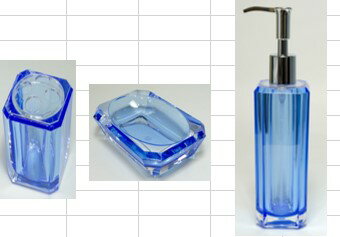 洗面道具セット 割れにくい アクリル製品 プラスチック 歯ブラシ立て12個 ソープディッシュ12個 ソープディスペンサー12個 3点セット(クリアブルー)1...