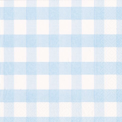 Caspari カスパリ ペーパーナプキン ランチサイズ 33x33cm 20枚入 デコパージュ おしゃれ テーブルコーディネート 紙ナプキン ドイツ 可愛い お茶会 パーティー 高品質 ラッピング チェック柄 ギンガムチェック ライトブルー 水色 GINGHAM LIGHT BLUE