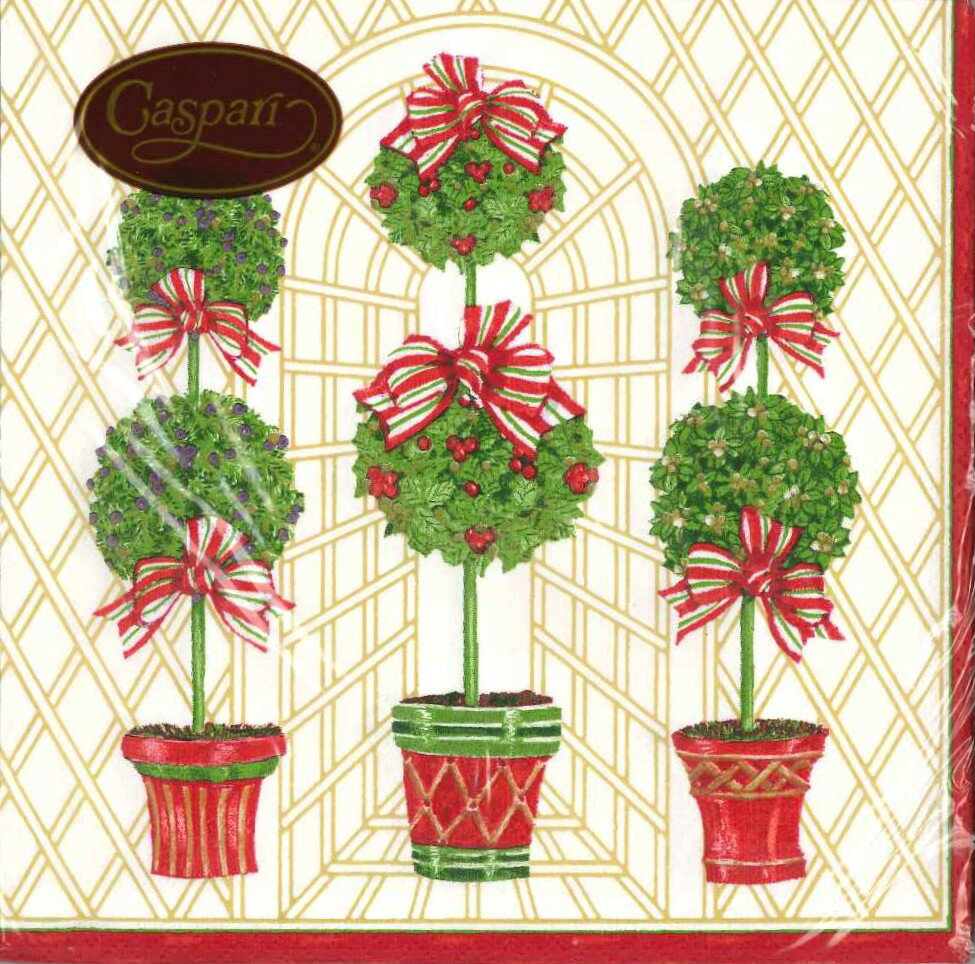 Caspari カスパリ ペーパーナプキン ランチサイズ 33x33cm 20枚入 デコパージュ おしゃれ テーブルコーディネート 紙ナプキン ドイツ 可愛い お茶会 パーティー 高品質 ラッピング 倉庫掘出し物 クリスマス ガーデニング 鉢植え Christmas Conservatory