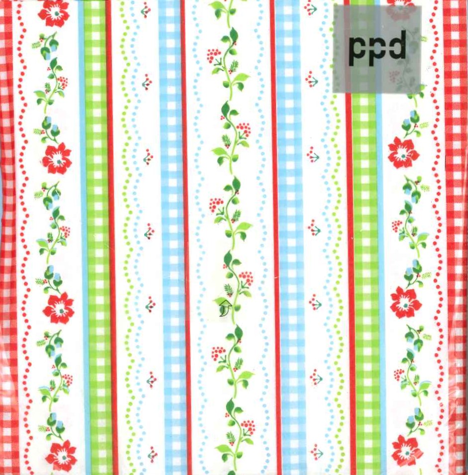 PPD ペーパーナプキン ランチサイズ 33x33cm 20枚入 デコパージュ おしゃれ テーブルコーディネート 紙ナプキン ドイツ 可愛い お茶会 パーティー 高品質 ラッピング 倉庫掘出し物 花柄 ボーダー レトロポップ Spring Feeling