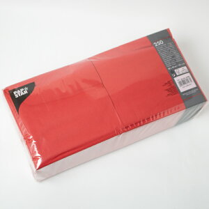 ペーパーナプキン 250枚入り レッド 赤 WEB限定価格 紙ナプキン 業務用 大量 ドイツ製 無地 ペーパーナプキン ディナーサイズ　　3枚重ね 40cmx40cm