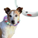 光る 首輪 led レインボー ペット LEDライト 猫 USB充電式 小型犬 中型犬 大型犬 35cm 50cm 夜間発光首輪 ペット用品 ドッググッズ 安全...