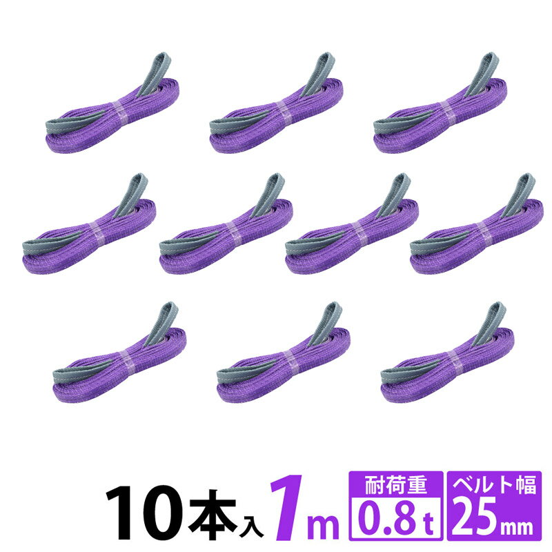 【10本セット】スリングベルト スリング 幅25mm 1m 10pcs 使用荷重800kg 高品質 ナイロンスリングベルト ベルトスリ…