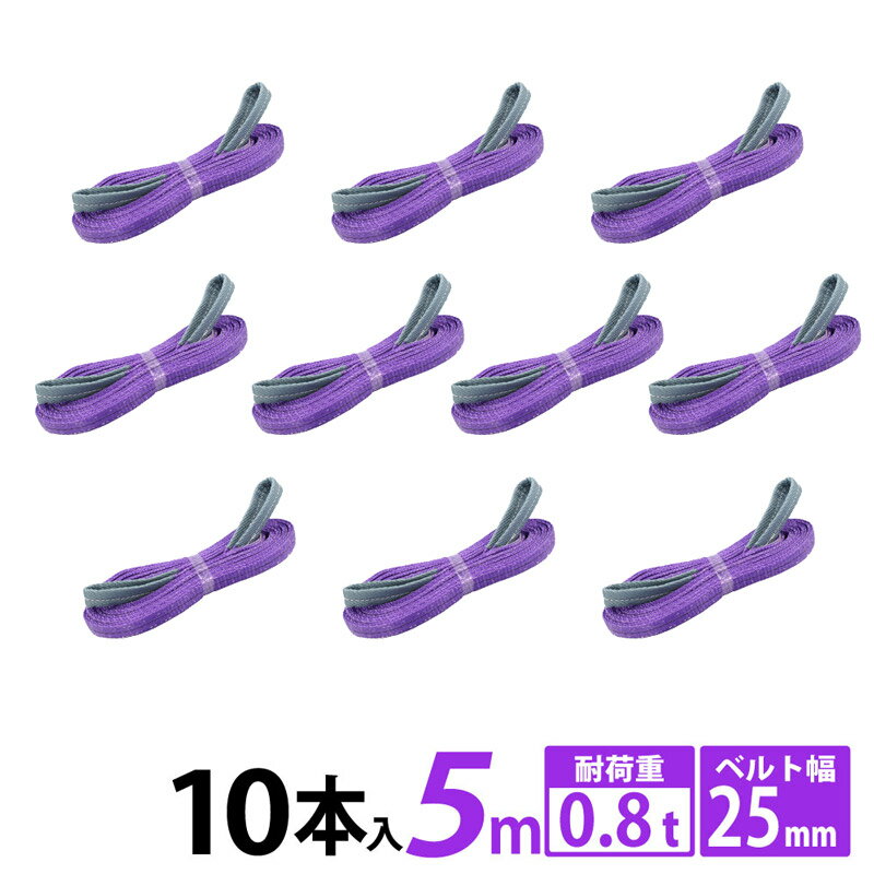 【10本セット】スリングベルト スリング 幅25mm 5m 10pcs 使用荷重800kg 高品質 ナイロンスリング ベルトスリング 繊…