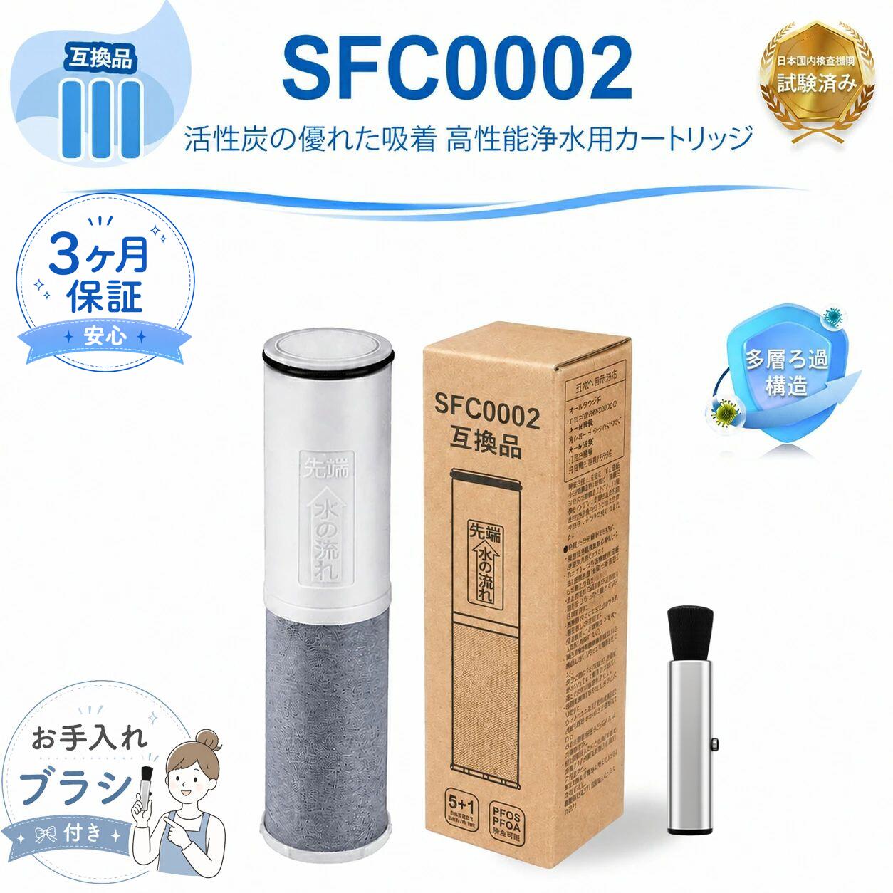【JIS規格試験済み】 BSC05003 SFC0002T 浄水器用交換カートリッジ 三菱クリンスイ互換 SFC0002 BSC05001 取替用カートリッジ 水栓一体型浄水器 スパウトイン水栓用 SFC0002TTS FP1025 PZ871-3対応 浄水フィルター 互換品