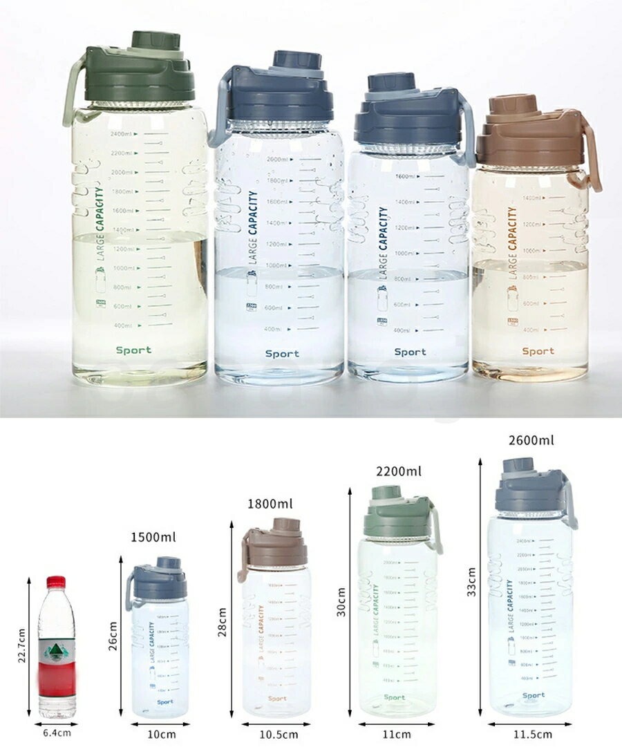 【送料無料・開店セール2,188】大容量1500ml ボトル 2リットル水筒 1リットルプラスチック ウォーターボトル フィルター スポーツボトル 直飲み 大容量 スポーツドリンクボトル 軽い 子供大人兼用 高い密封性 直飲み 軽量 耐冷耐熱 スポーツボトル 運動水筒