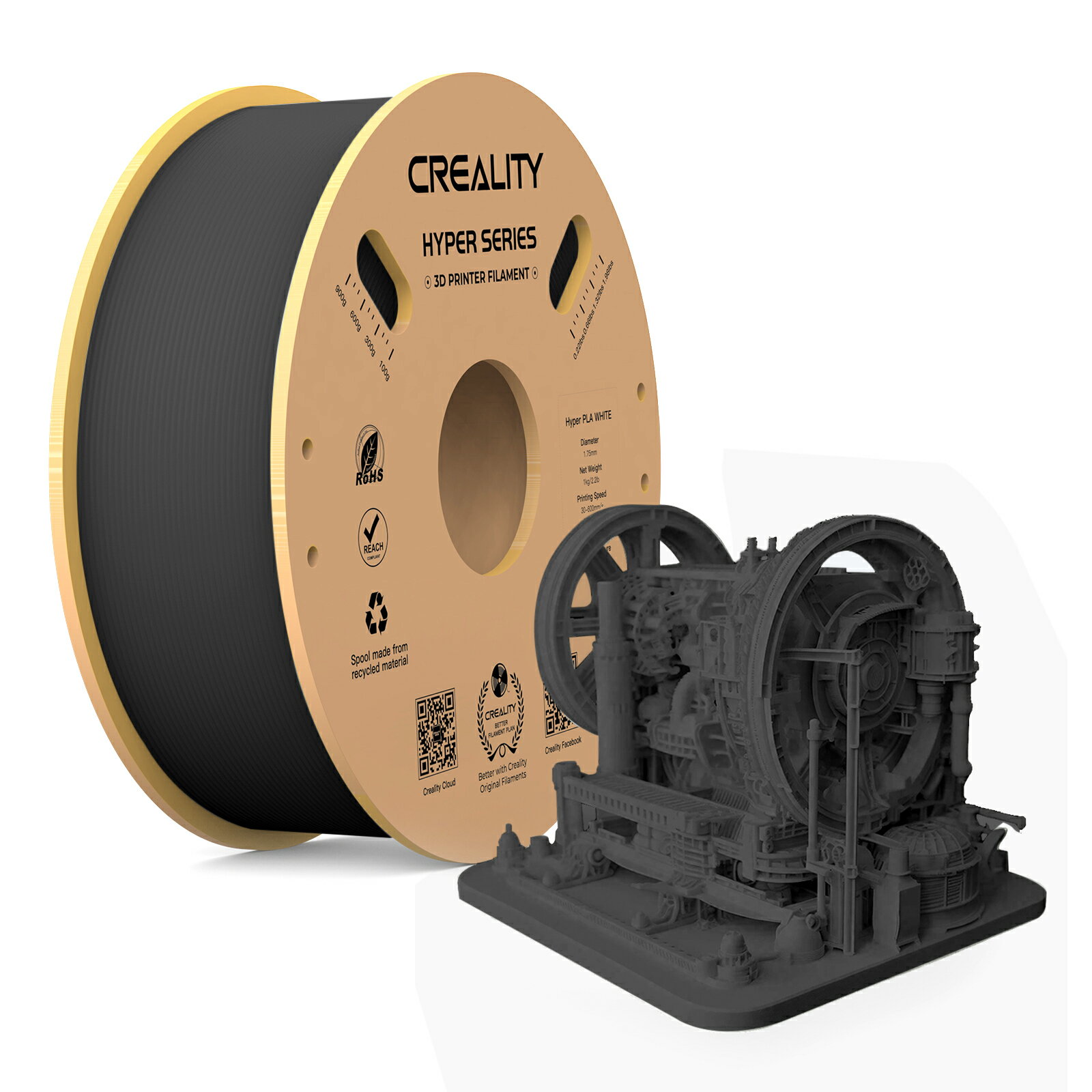 3Dプリンタフィラメント 10m 3Dプリンタ 塗装 フィラメント リフィル PLA 印刷 材料 グレー