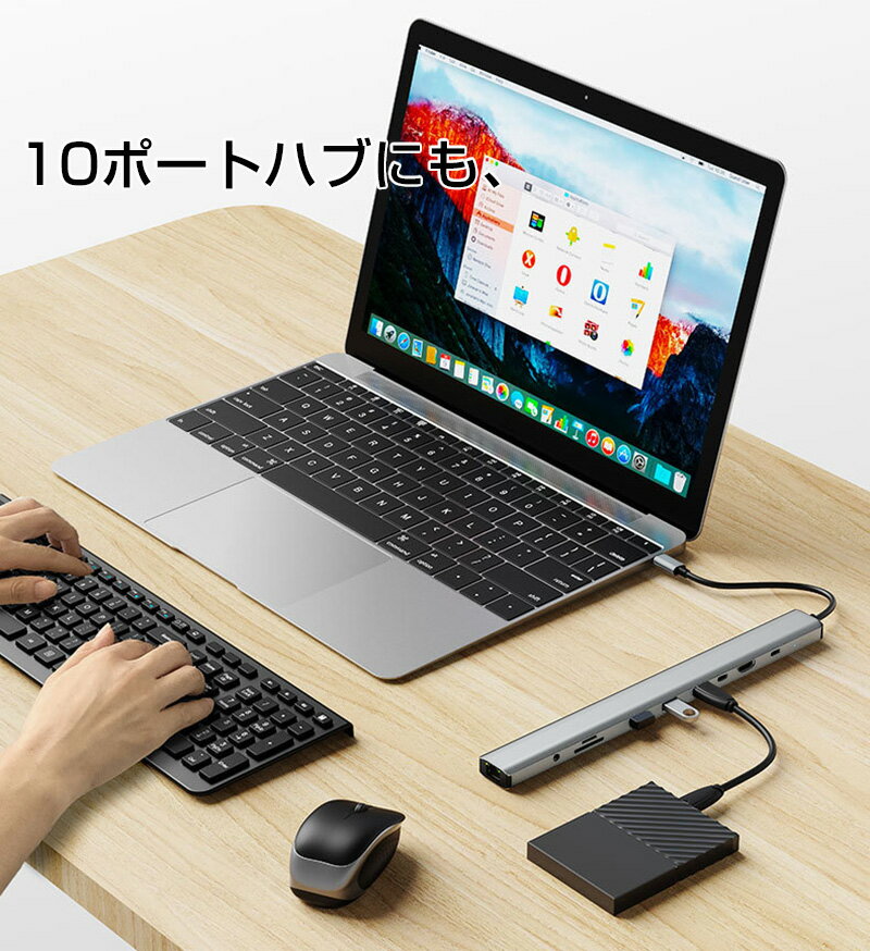 USB Type-C �ϥ� 10-IN-1 �ɥå��󥰥��ơ������ [ 4K HDMI��USB 3.0 ��3��USB-C�ǡ�����LAN��TF/SD�����ɥ꡼�����ܥ����ǥ�����PD���� 100W�б� ] �Ρ��� PC������� ������c usbc hdmi�����֥� �Ѵ� �����ץ� thunderbolt3-4 Apple MacBook air Mac Book Pro |pre
