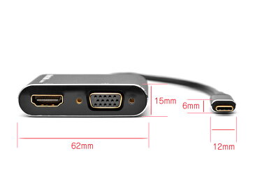 MacLab. USB Type C to HDMI VGA対応 変換アダプタ アルミハウジング 高耐久 1年保証 Thunderbolt3互換 BC-UCHV2BK ブラック【 4K (3840×2160／30Hz)】 サンダーボルト |L