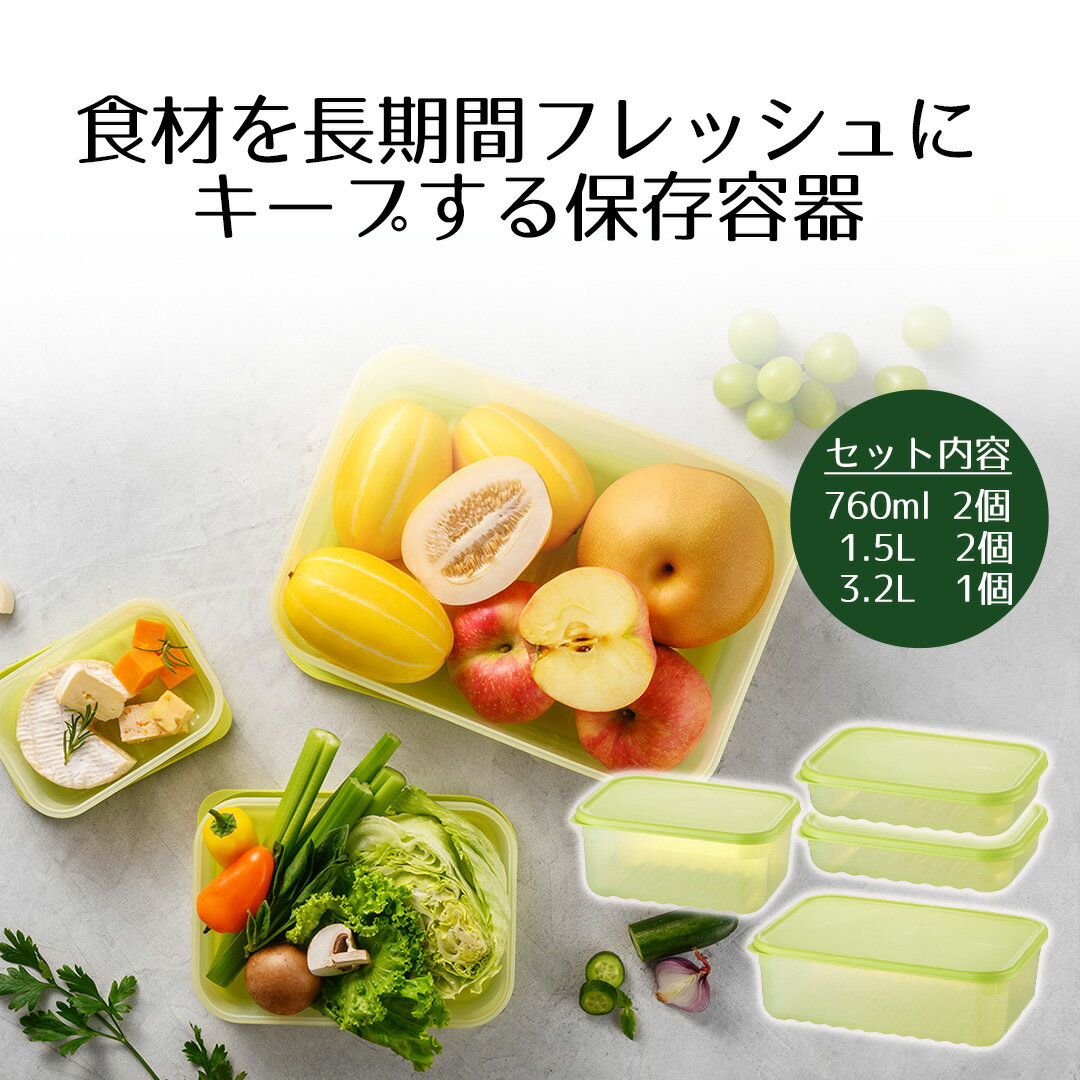 ロック&ロック キープフレッシュ 5点セット 760ml 1.5L 3.2L | 保存容器 食品保存 生鮮食品 保存 鮮度キープ 鮮度長持ち ストッカー スタッキング 電子レンジ対応 冷凍対応 長期保存 栄養 エコ