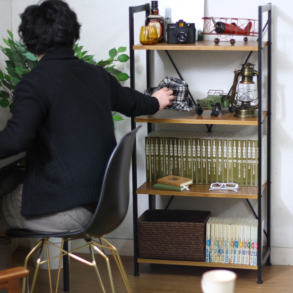 不二貿易 ブック シェルフ 4段 60×32.5×126cm 組立品 BE-1202 MART2 | 本 置き場 ...