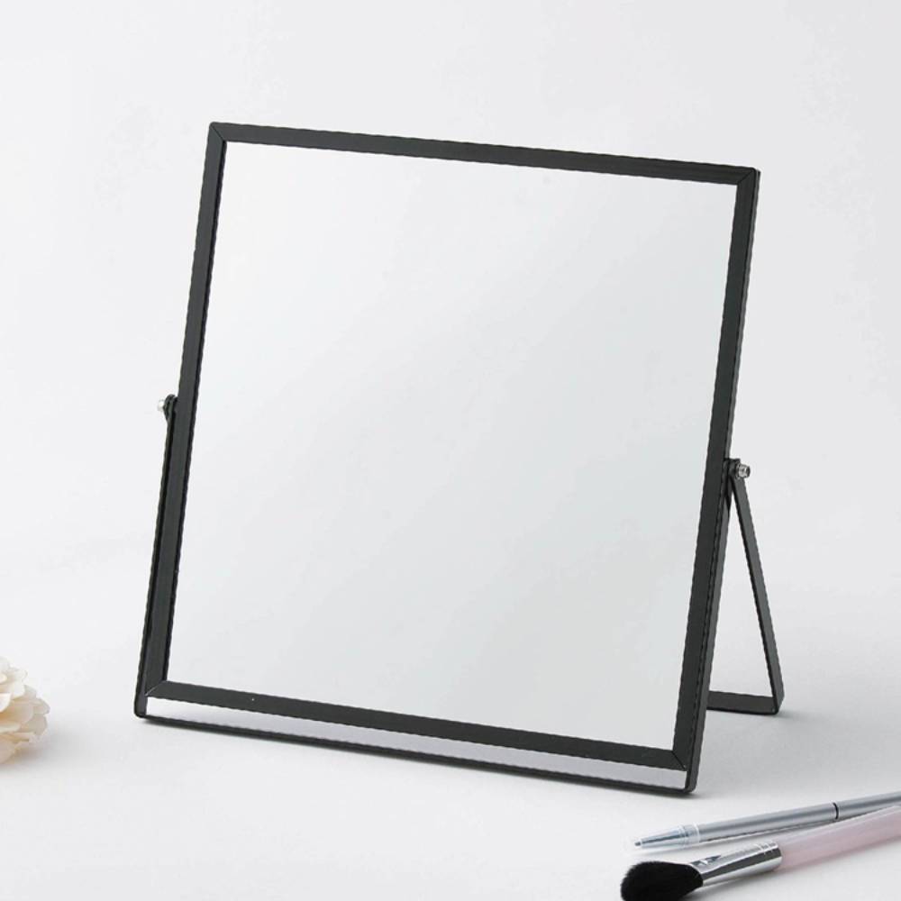 アルミフレーム 卓上ミラー スクエア Lサイズ NK-248 鏡 組立不要 永井興産 | スタンドミラー 卓上 おしゃれ 鏡 シンプル メイク 化粧 卓上鏡 折りたたみ ミラー メイク道具 北欧 韓国インテリア 韓国 ナチュラル シンプル 四角ミラー 四角 メイク鏡 メイクミラー インテリア