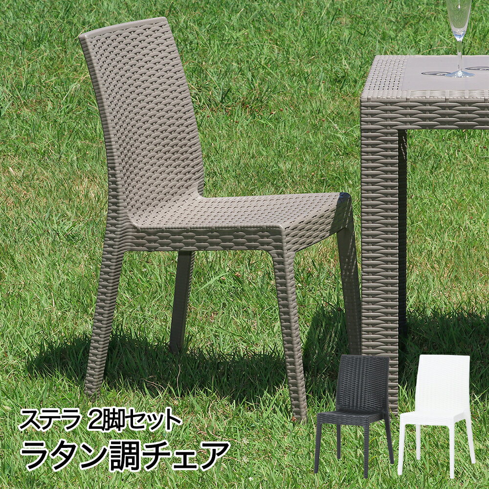 ラタン調 チェア 2脚セット ステラ イタリア製 不二貿易 | ベランダ ガーデン 庭 屋外 チェア 椅子 いす イス 2脚 ガーデンチェアー ガーデニングチェア バルコニー テラス ラタン調 肘なし バーベキュー カフェ ラタンチェア 一人掛け 家具 屋外家具 ラタンイス アウトドア