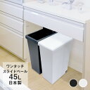 【エントリーポイント5倍7/19(土)20:00~7/26(土)01:59まで 】 スライドペール 45L ゴミ箱 | ごみ箱 ダストボックス キッチン スリム プラスチック 45l ペール 縦型 分別ゴミ箱 蓋付き ふた付き キャスター付き おしゃれ カウンター下 45リットル 蓋つき シンク下