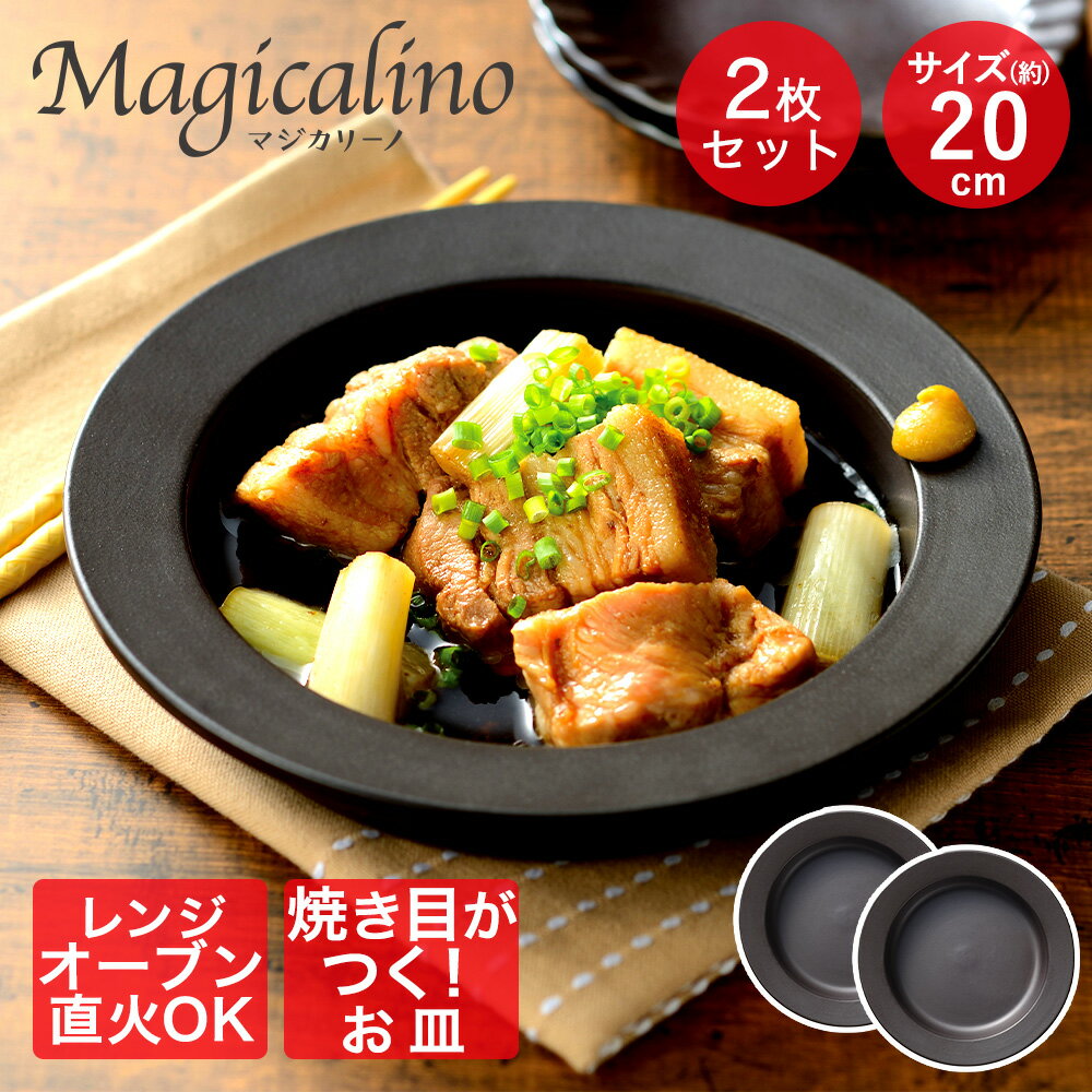 マジカリーノ レンジ で発熱する 皿 20cm 2枚 セット RE-7266 | 直火 電子レンジ オーブン 耐熱皿 調理皿 器 食器 電子レンジ対応 オーブン調理 ガス火専用 プレート 洋食器 和平フレイズ 陶器 さら お皿 容器