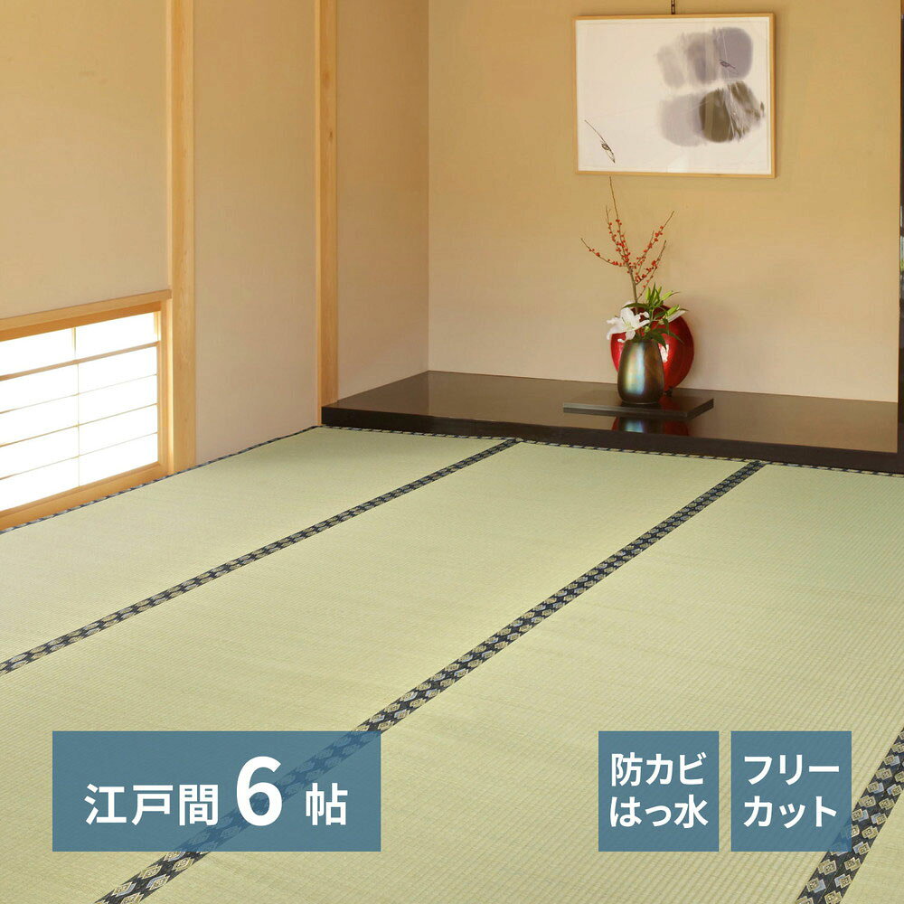 Rakuten - フリーカット 裏付き い草 カーペット みすず 江戸間 6畳 261×352cm 萩原 | 上敷き 6帖 御座 イグサ 防臭 抗カビ 和室 双目織り 軽量 子供 タンス たたみ 保護 和風 夏 い草マット 畳 マット リビング ラ