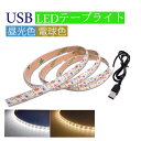 LED テープライト USB対応 0.5m 1m 1.5m 2m 3m 4m 5m SMD3528 5V LEDテープ 電球色 昼光色 間接照明 棚下照明 テレ...