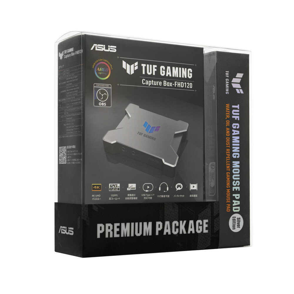 ◆最大1080p/120fps画質のライブ配信に対応したキャプチャーボックス◆TUF GAMING CAPTURE BOX-FHD120-PAD