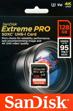 ◆△（U3対応/V30対応/4K対応）ビデオ最適SDカード【SANDISK】SDSDXXG-128G-GN4IN 　（95MB/s）