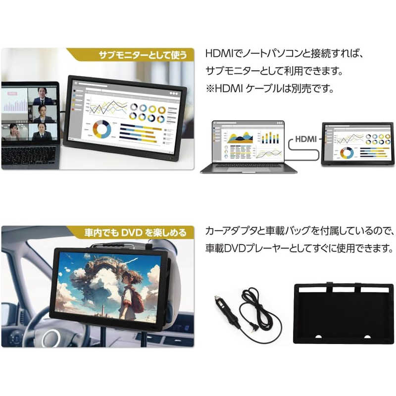 BESTDO楽天市場店の◆15インチ/地デジチューナー搭載/DVDプレーヤー搭載◆OT-FTD156TE-BK DVDプレーヤー搭載｜アングル3