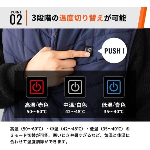 ◆Sサイズ◆別売のバッテリー（出力2.1A以上対応）であったか！アウトドアやスポーツにも最適！手洗い可能◆3R-UWD01BK-S　電熱ベスト すぐぬっく ベスト