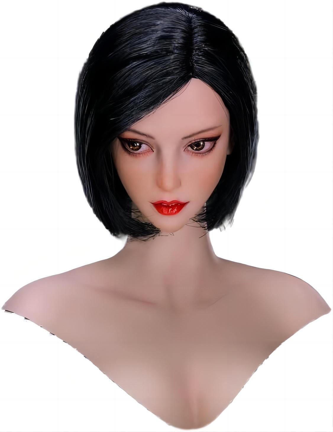 1/6女性フィギュアヘッド 12インチ 植毛タイプ アジア系美女フェイス セクシーモデル 綺麗な黒 艶髪 美少女 素体パーツ 1/6女性フィギュアヘッド 12インチ 植毛タイプ アジア系美女フェイス セクシーモデル 綺麗な黒 艶髪 美少女 素体パーツ