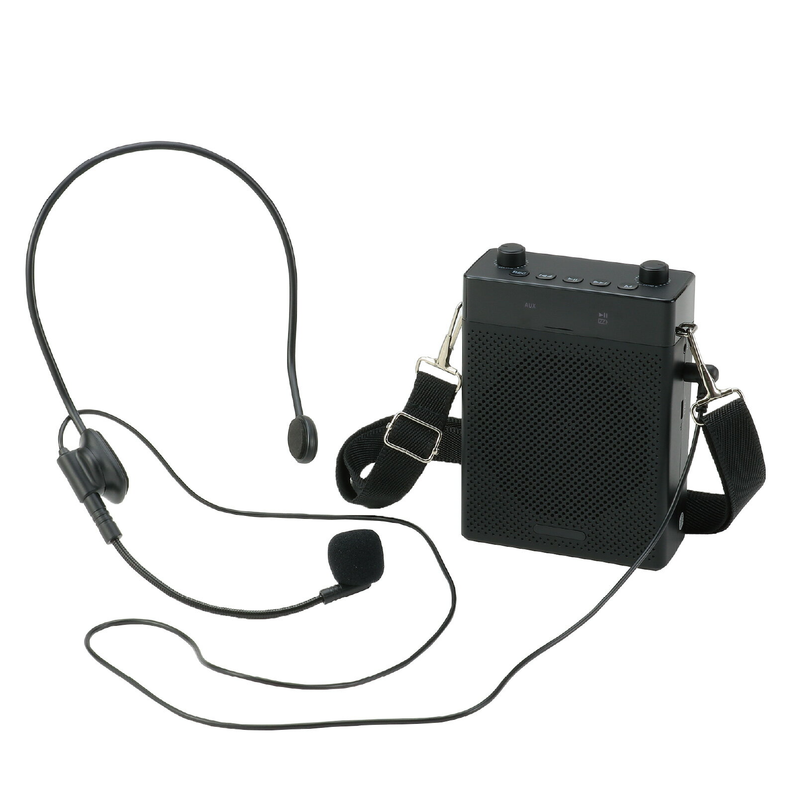 【ポイント2倍！】 大音量 ポータブル 拡声器 25W ブラック 拡声器 ハンズフリー 小型 軽量 スピーカー マイク付き イベント 学校行事 ガイド 録音 USB