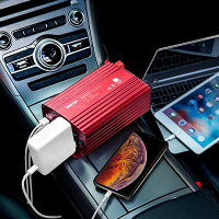 カーインバーター500Wシガーソケット車載充電器USB2ポートACコンセント2口DC12VをAC100Vに変換赤MRI5010BUBESTEK
