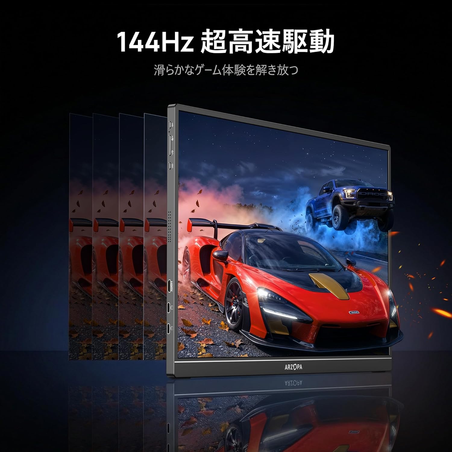 【中古】モバイルモニター ARZOPA 144Hz モバイルディスプレイ 16.1インチ ゲームモニター 薄い 軽量 非光沢IPS液晶パネル スイッチ用 ポータブルモニター 1920x1080FHD HDRモード USB Type-C/mini HDMI/ミラーリング スピーカー内蔵 カバー付テレワーク リモートワーク Z1FC - Image 3