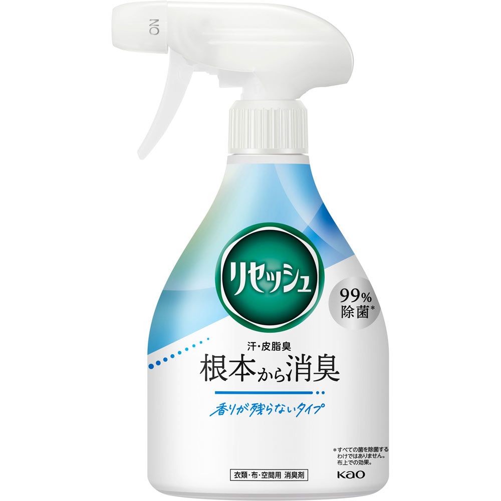 商品情報 ■特徴 99％除菌＊ ＊すべての菌を除菌するわけではありません。布上での効果。 汗・皮脂臭 根本から消臭 《使い方のコツ》全体が軽く湿る程度にスプレーするのが効果的！ リフレッシュしたい衣類に：アウター・制服・ジャケットなど 約15回スプレー お部屋の布製品に：寝具・ソファ・カーペット・カーテン 約20回スプレー 生乾きの洗たく物に：衣類・タオル 約10回スプレー スプレーした時には、ほのかなシトラスフローラル系の香りがします。 菌＊1＆ウイルス＊1＊2 99％除去 天然緑茶消臭成分入り ●小さなお子様やペットのいるご家庭でも。 ＊1 すべての菌・ウイルス・カビに効果があるわけではありません。布上での効果。 ＊2 エンベロープタイプのウイルス1種で効果を検証。 ■表示成分 ＜液性＞ 中性 ＜成分＞ 両性界面活性剤、緑茶エキス、除菌剤、香料、エタノール 【広告文責】 会社名：株式会社ウィーズ TEL：0494-25-2211 区分：日用品 メーカー：花王グループカスタマーマーケティング株式会社