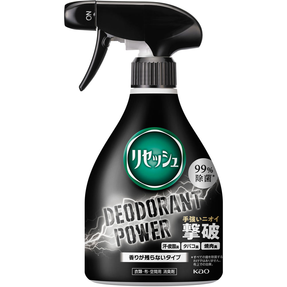 商品情報 ■特徴 99％除菌＊ ＊すべての菌を除菌するわけではありません。布上での効果。 手強いニオイ撃破 タバコ臭 焼肉臭 強力消臭成分→デオドラントパワー史上 最大量配合 シューズにもおすすめ スプレーした時には、ほのかなミックスミント系の香りがします。 菌＊1＆ウイルス＊1＊2 99％除去 天然緑茶消臭成分入り ＊1 すべての菌・ウイルス・カビに効果があるわけではありません。布上での効果。 ＊2 エンベロープタイプのウイルス1種で効果を検証。 ■表示成分 ＜液性＞ 中性 ＜成分＞ 両性界面活性剤、緑茶エキス、除菌剤、香料、エタノール 【広告文責】 会社名：株式会社ウィーズ TEL：0494-25-2211 区分：日用品 メーカー：花王グループカスタマーマーケティング株式会社