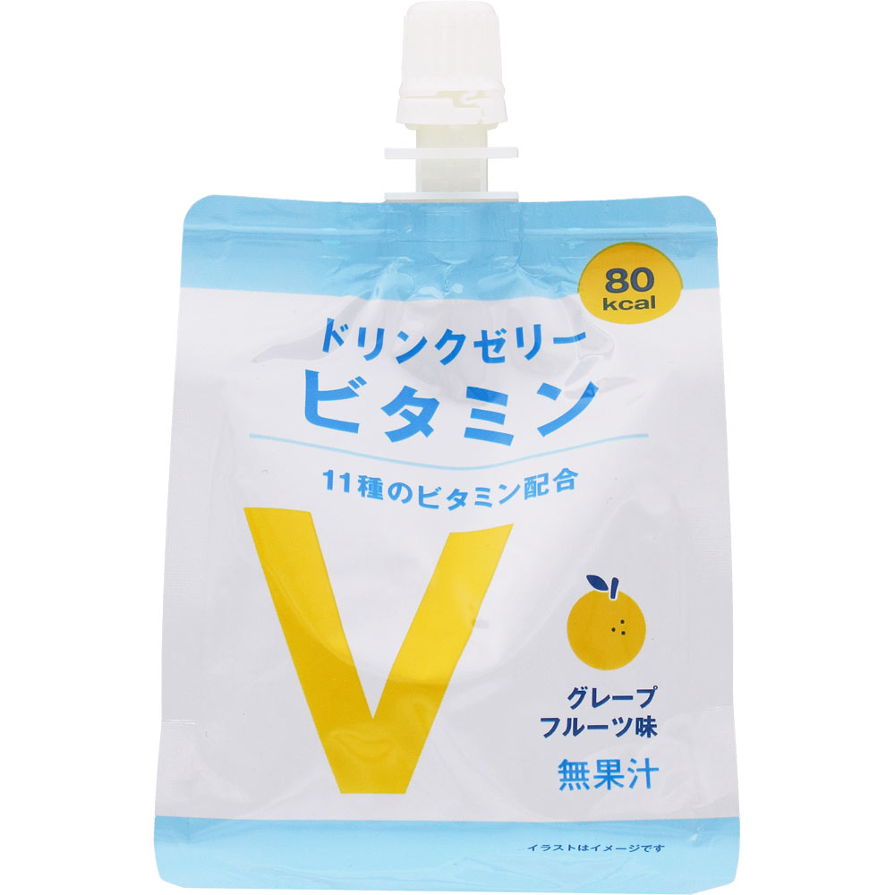 商品情報 ■特徴 80kcal 11種のビタミン配合 グレープフルーツ味 無果汁 ■表示成分 ＜原材料名＞ 糖類（果糖ぶどう糖液糖（国内製造）、砂糖）、寒天／酸味料、ゲル化剤（増粘多糖類）、V．C、香料、V．E、ナイアシン、パントテン酸Ca、V．B1、V．A、V．B6、V．B2、葉酸、V．D、V．B12 ＜栄養成分表示＞ 1袋（180g）当たり エネルギー・・・80kcal たんぱく質・・・0g 脂質・・・0g 炭水化物・・・20.0g 食塩相当量・・・0.23g ビタミンA・・・209-1002μg ビタミンB1・・・0.8mg ビタミンB2・・・1.2mg ビタミンB6・・・1.2mg ビタミンB12・・・3.7μg ナイアシン・・・10.4mg ビタミンC・・・27-177mg ビタミンD・・・8.1μg ビタミンE・・・1.8-7.1mg 葉酸・・・65-286μg パントテン酸・・・1.5-7.2mg （分析値） 【広告文責】 会社名：株式会社ウィーズ ドラッグイチワタ秩父永田店　ベストHBI TEL：0494-25-2211 区分：健康食品 メーカー：神奈川県清涼飲料工業協同組合