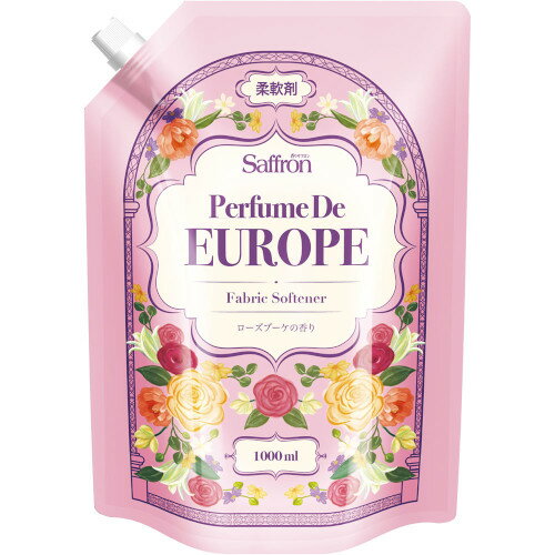 香りサフロン柔軟剤パフュームドヨーロッパ ローズブーケの香り大容量 1000ml(4985275797304)