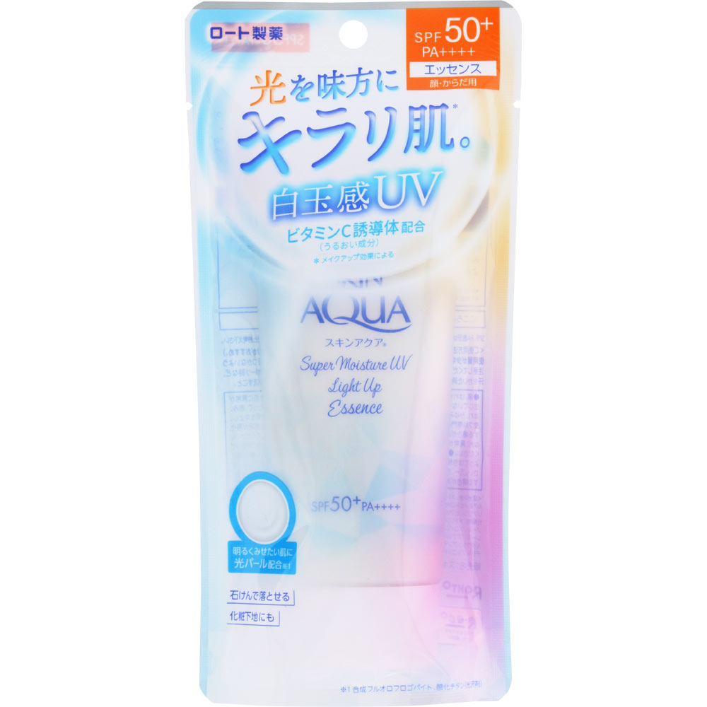 商品情報■　特徴SPF50＋ PA＋＋＋＋ 顔・からだ用 光を味方にキラリ肌＊。 白玉感UV ビタミンC誘導体配合（うるおい成分） ＊メイクアップ効果による 石けんで落とせる 化粧下地にも ○光コントロール＆ソフトフォーカス効果で自然な明るい肌＊ 光パール※1配合 みずみずしく上品にツヤめく！ Blue Silver ＊メイクアップ効果による ※1 合成フルオロフロゴパイト、酸化チタン（光沢剤） ○うるおいたっぷり処方 うるおい成分配合！ ヒアルロン酸Na ツボクサ葉エキス ビタミンC誘導体※2 ※2 リン酸アスコルビルMg ・こころときめくフローラルミュゲの香り■　表示成分水、メトキシケイヒ酸エチルヘキシル、BG、エタノール、トリエチルヘキサノイン、酸化チタン、ジエチルアミノヒドロキシベンゾイル安息香酸ヘキシル、ビスエチルヘキシルオキシフェノールメトキシフェニルトリアジン、ヒアルロン酸Na、リン酸アスコルビルMg、イザヨイバラエキス、ツボクサ葉エキス、プルーン分解物、メチレンビスベンゾトリアゾリルテトラメチルブチルフェノール、フェノキシエタノール、プロパンジオール、カプリルヒドロキサム酸、ステアリン酸PEG-40、（アクリレーツ／アクリル酸アルキル（C10-30））クロスポリマー、TEA、（アクリロイルジメチルタウリンアンモニウム／VP）コポリマー、シリカ、ポリシリコーン-13、EDTA-2Na、デシルグルコシド、キサンタンガム、アルミナ、PG、合成フルオロフロゴパイト、香料■　ご注意ください■定形外郵便発送商品について■ 【定形外郵便】と記載の商品は定形外郵便で発送いたします。 下記の内容をご確認下さい。 ・郵便受けへの投函にてお届けとなります。 ・配達日時の指定ができません。 ・紛失や破損時の補償はありません。 ・配送状況追跡サービスはご利用頂けません。 ・土日祝日の配達はありませんので、通常よりお届けにお時間がかかる場合がございます。 ご了承の上ご注文下さい。■　【広告文責】 会社名：株式会社イチワタ 　ドラッグイチワタ皆野バイパス店　ベストHBI TEL：0494-26-5213 区分：日本製・日用品 メーカー：ロート製薬株式会社[化粧品][日焼け止め][JAN: 4987241193899]