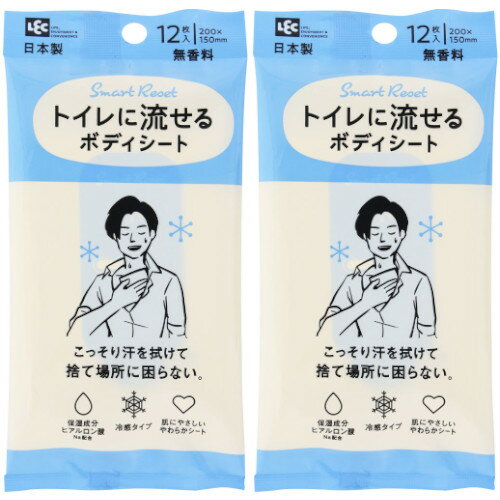 【2個セット】SRT男性用流せるボディシート無香料 12枚入【メール便】(4573177599265-2)