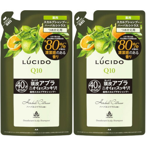 【2個セット】ルシード 薬用スカルプデオシャンプー ハーバルシトラス つめかえ用 380ml【メール便】(4902806127485-2)