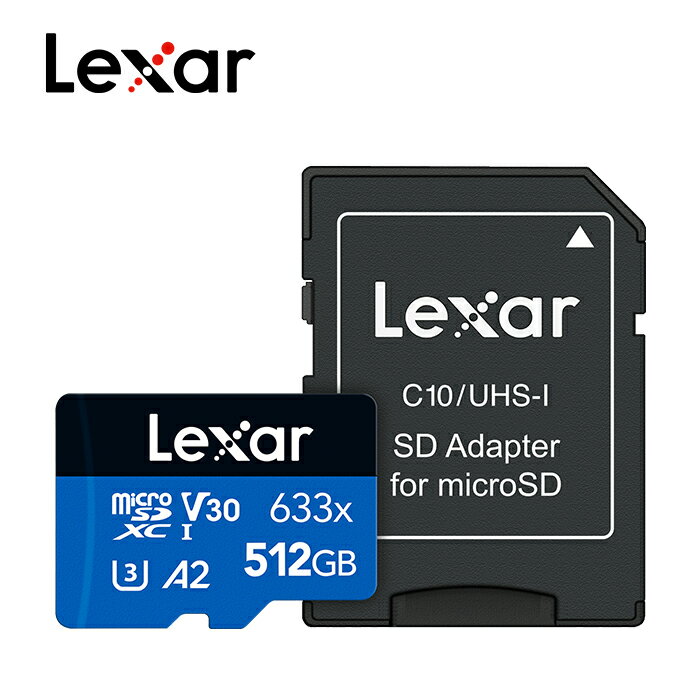 【ポイント5倍アップ】レキサー Lexar High-Performance 633x microSDHC microSDXC 512GB UHS-I カード SD変換アダプター付属 C10 UHS-1 U3 V30 A2 microSD マイクロSDカード 高速転送 メモリーカード ドライブレコーダー switch sdカード 【メーカー10年保証】