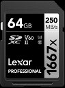 Lexar Professional 1667x SDXCカード 64GB UHS-II カード SILVER シリーズ SDカード 64 メモリカード 高速転送 4K 動画対応 速度V60ビデオスピード プロフェッショナルユーザー 最大で読込250MB/秒 書込120MB/秒 10年保証 国内メーカーサポート可